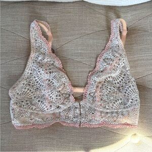 Victoria's Secret Lace Bralette - Cream and Pink